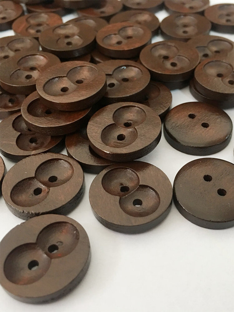 100Pcs Natural Wood Sewing Buttons Colth DIY Handcraft Materials 2cm Diameter 2 Holes Buttons