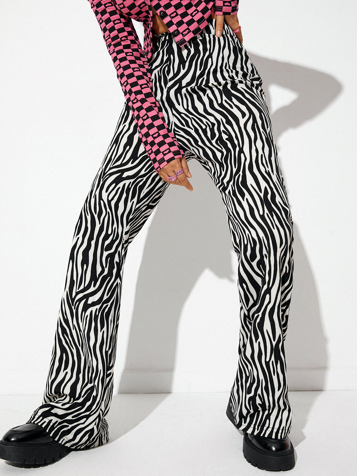 Fashion Zebra Pattern Print Wide Leg Pants for Girls
