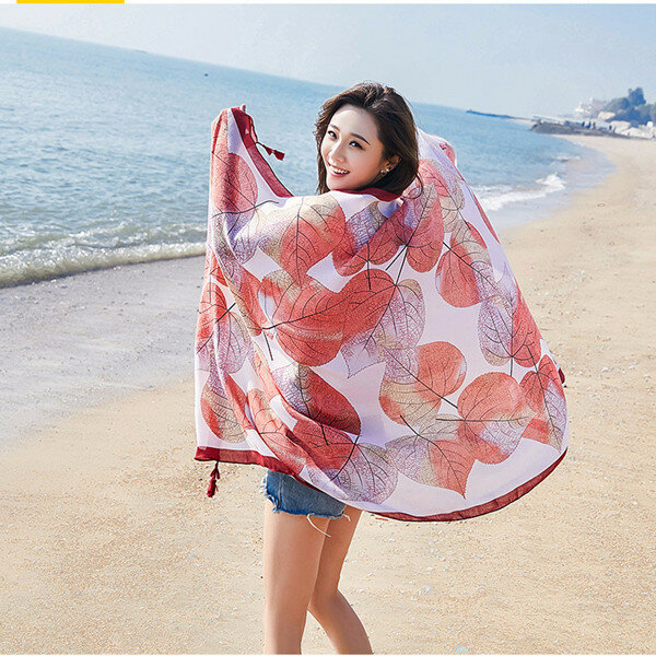 

Womens Priting Colorful Sunshade Beach Scarves Shawl Wraps Breathable Soft Fashion Scarf, Red;purple;pink