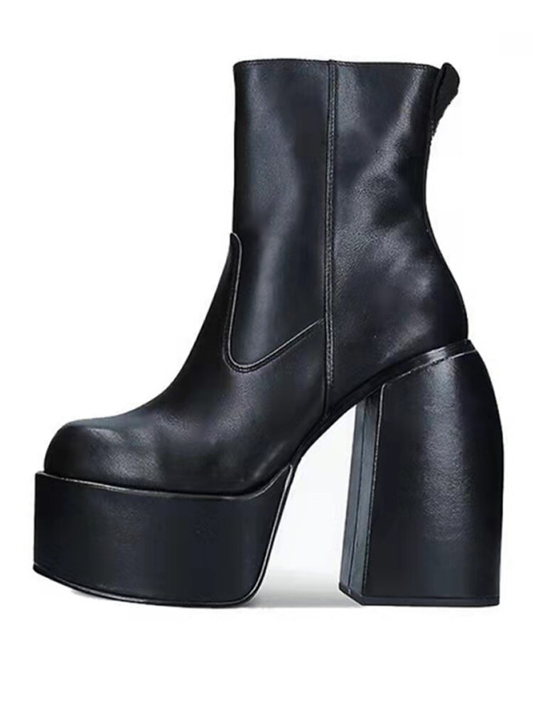 Large Size Women Casual Slip-On Stylish Platform High Heel Boots