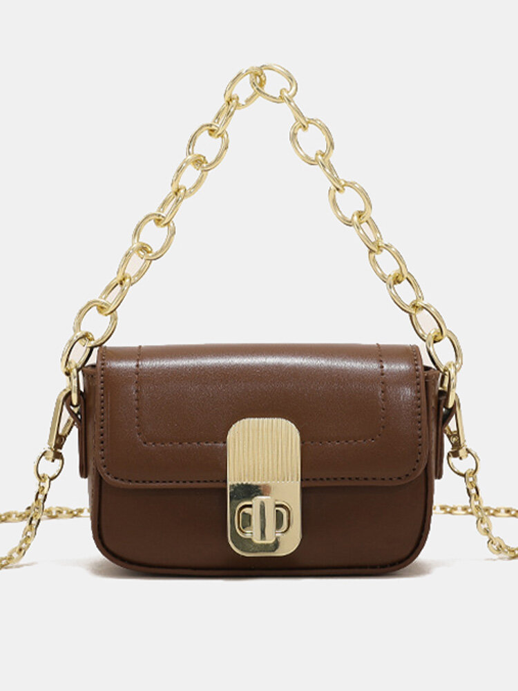 Women Faux Leather Fashion Mini Chain Crossbody Shoulder Bag