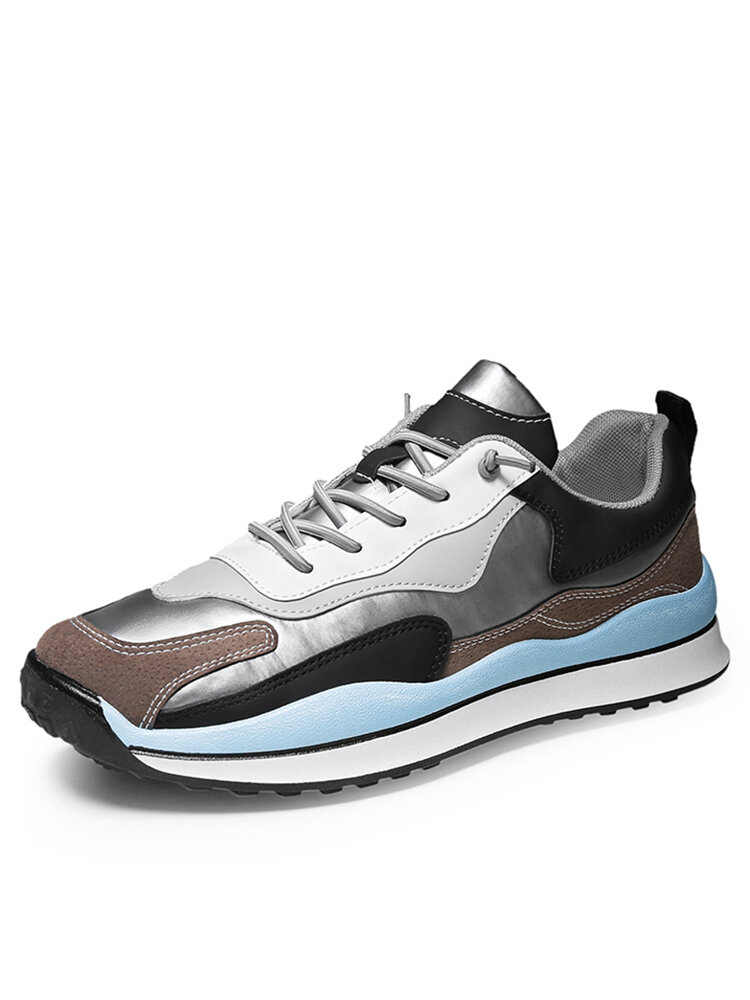 

Men Stylish Color Blocking Sport Casual Forrest Shoes, Black;silver
