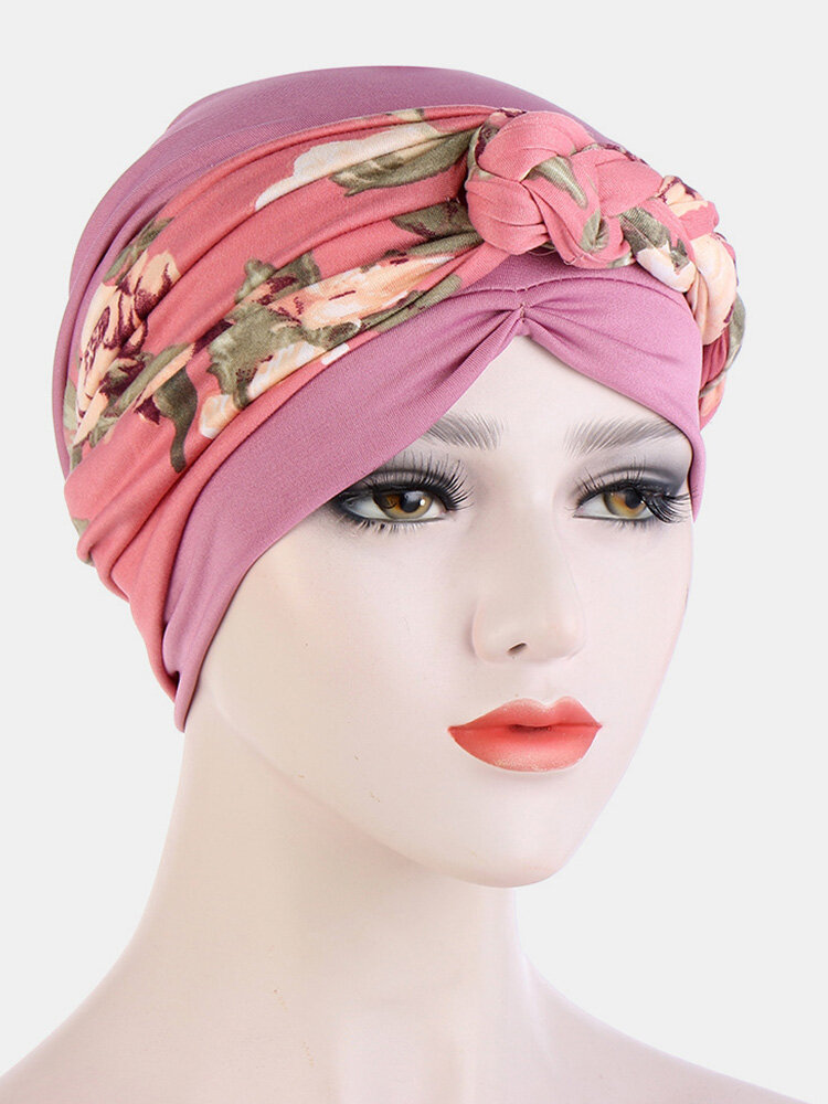 

Women Multi Color Flower Pattern Casual Sunshade Baotou Hat Beanie Hat