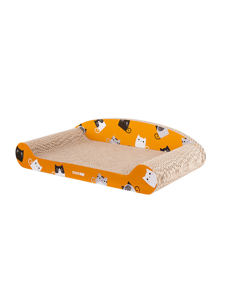 Простой Шаблон Кот точилка для гофрированной бумаги доски для царапин с задним диваном-кроватью для домашних животных