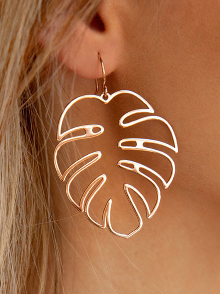 Trend Ear Drop Earrings Trendy Hollow Leaf Earrings Ethnic Jewelry Long Dangle for Women