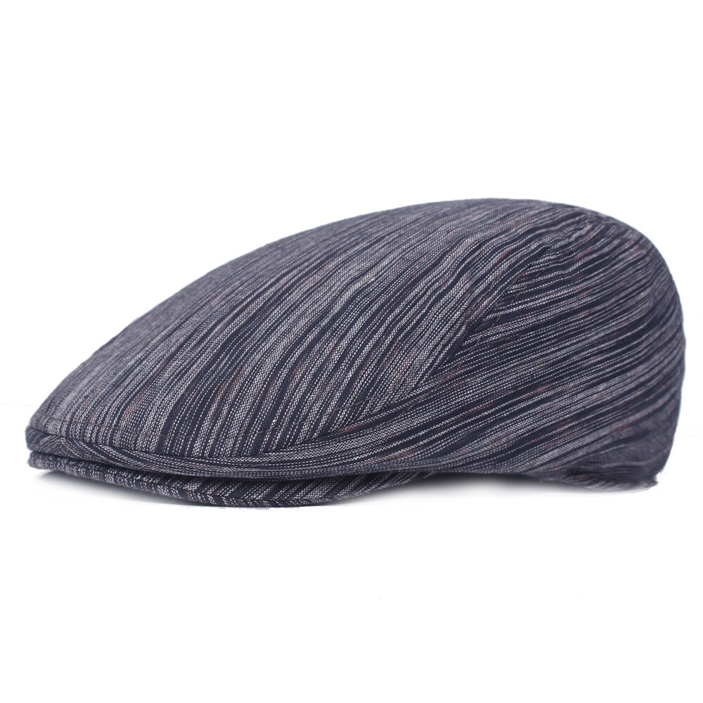 

Mens Cotton Solid Color Stripe Beret Cap Duck Hat Sunshade Outdoors Peaked Forward Cap Adjustable Ha, Navy;coffee;grey
