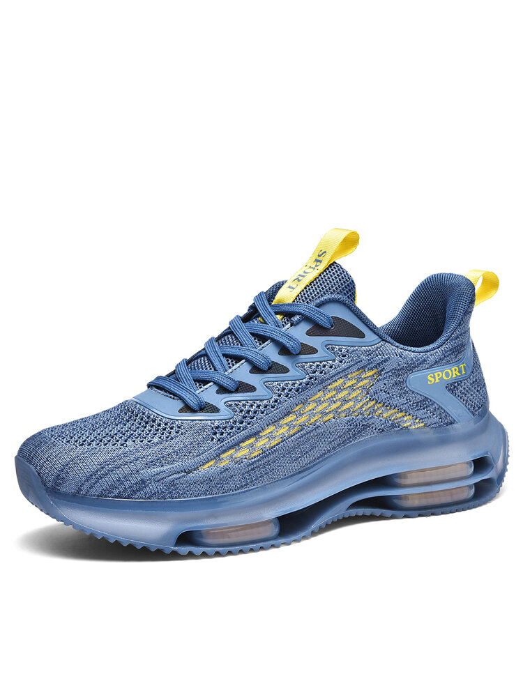 Men Breathable Shock Cushioning Round Toe Sport Running Shoes
