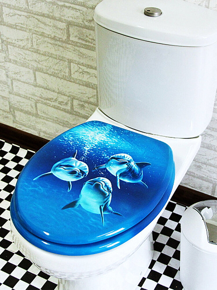 غطاء مقعد حمام ثلاثي الأبعاد ثلاثي الأبعاد من دولفين أزرق ، غطاء علوي مثبت بمفصلة الحمام ، Xmas MDF62.5