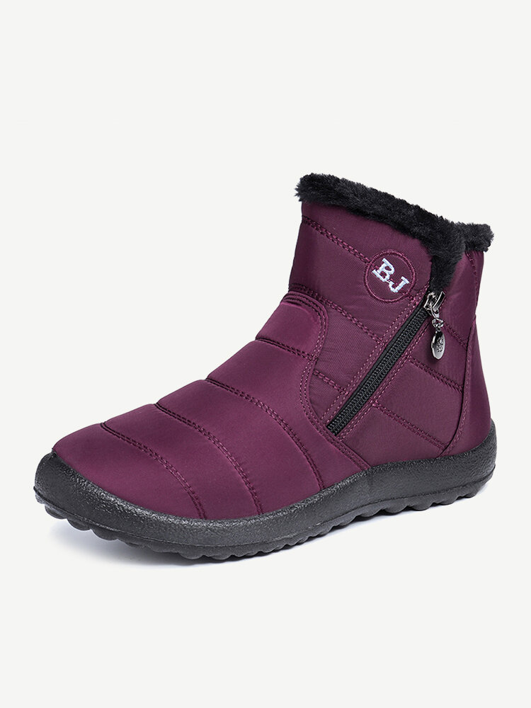 Women Waterproof Warm Lining Zipper Soft Sole Ankle Short Snow Boots