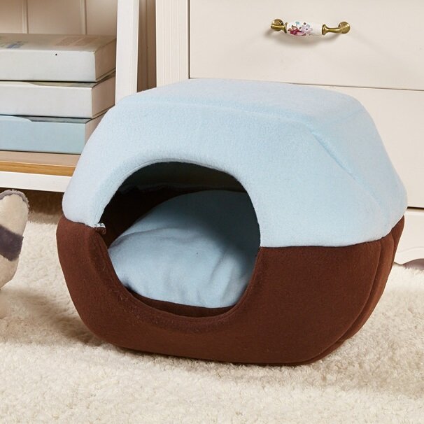 

2 in 1 Cat Dog Cave Bed Washable Pet Bed Soft Pet House Tent, Coffee;blue;red