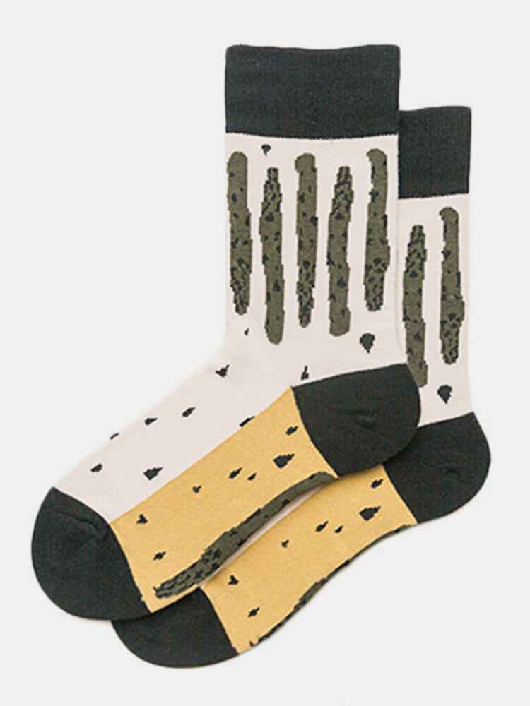 Men And Women In Tube Socks Stripes Art Sense Retro Literary Fashion Trend Socks