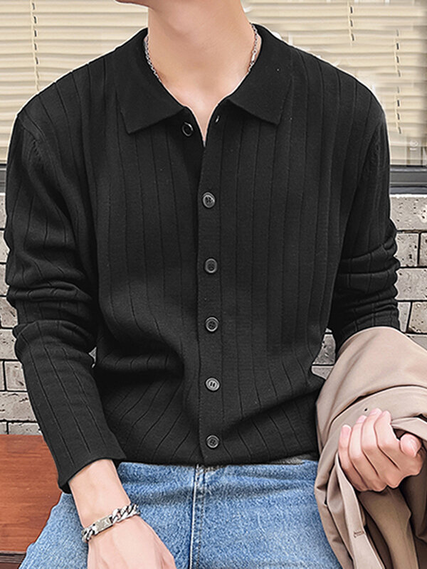Mens Solid Japan Long Sleeve Knit Shirt