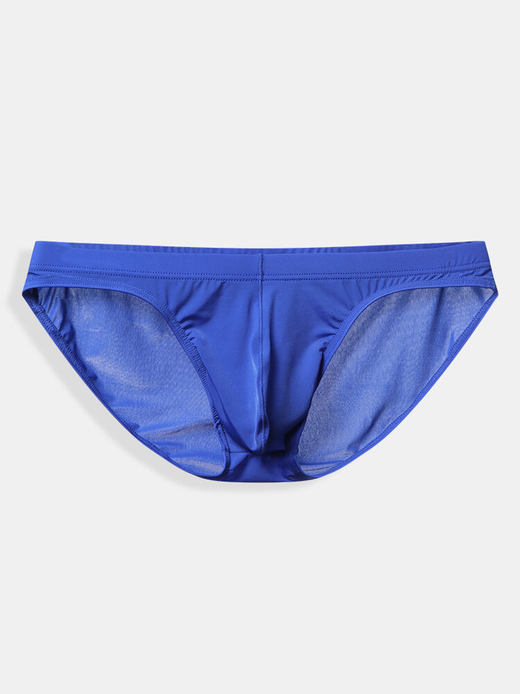 Men Sexy Low Waist Brief Super Thin Ice Silk Transparent Seamless Underwear