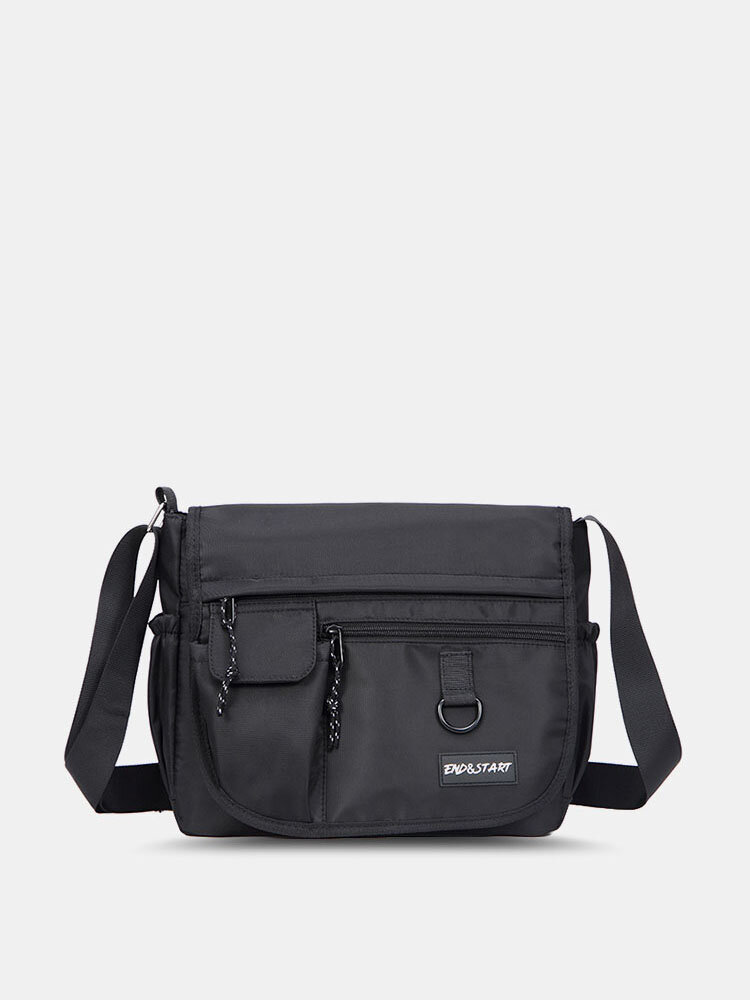 Men Nylon Waterproof Black Large Capacity Crossbody Bag Shoulder Bag