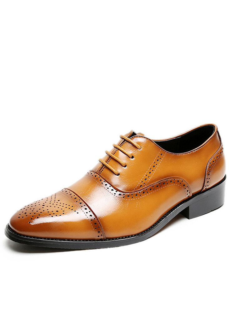 

Men Brogue Microfiber Leather Non Slip Business Casual Dress Shoes, Black;brown