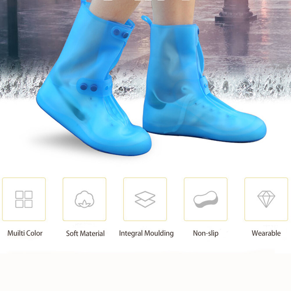Unisex Thicken Waterproof Slip Resistant Clear Rain Shoes Foot Cover Protective