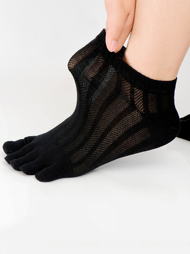 Mens Deodorant Middle Tube Sports Socks Cotton Mesh Breathable Wicking Toe Socks
