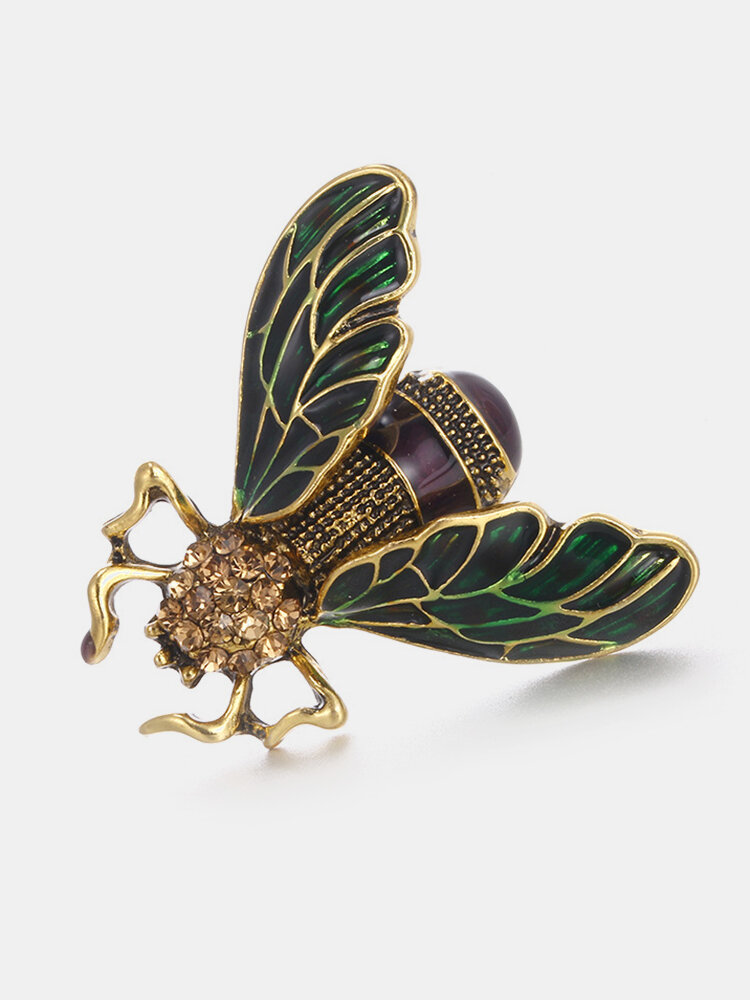 Vintage Cicada Insect Brooches Pins Steampunk Bronze Rhinestone Enamel Brooches Costume Jewelry Gift