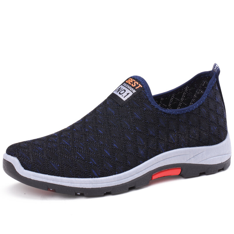 Men Knitted Fabric Non Slip Breathable Slip On Sport Casual Sneakers