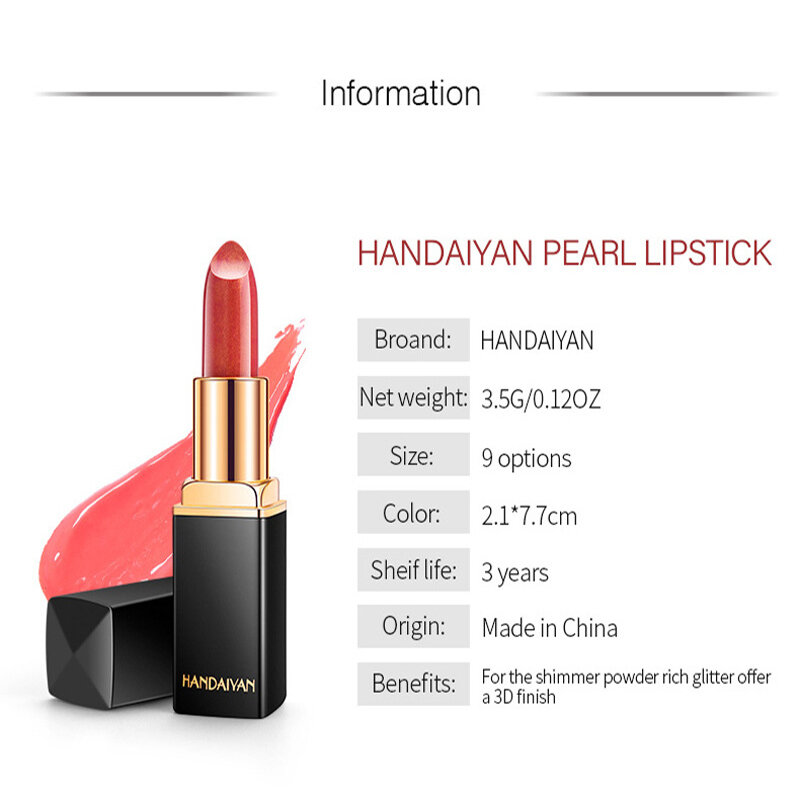 Pearlescent Temperature Lipstick Long-Lasting Metal Shimmer Lip Stick Moisturizing Lip Cosmetic