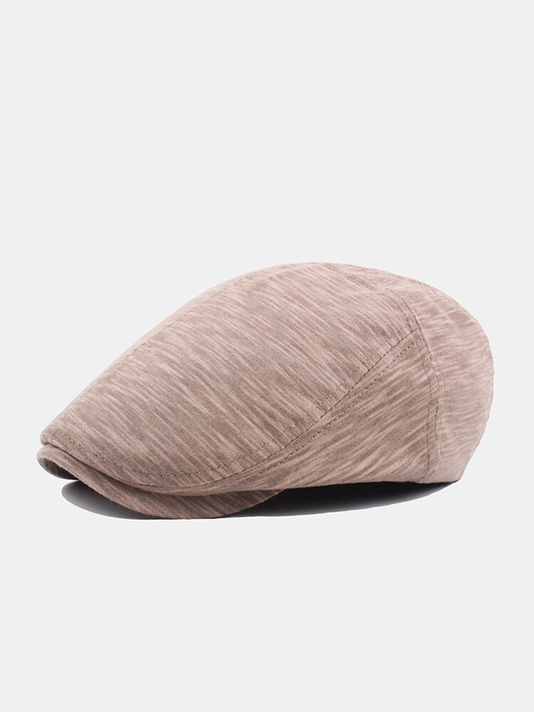 Men Woolen Cloth Solid Color Simple Warmth Forward Hat Beret Flat Cap