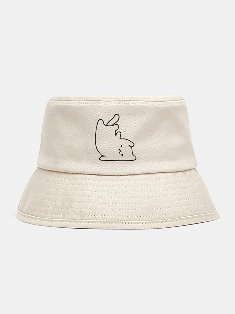 Collrown Unisex Cotton Cloth Lovely Cat Pattern Casual Ourdoor Sunshade Foldable Flat Caps Bucket Hats