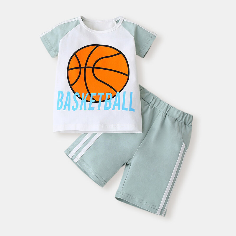 

Boy's Football Print Short-sleeved Clothing Set For 1-7Y, As picture