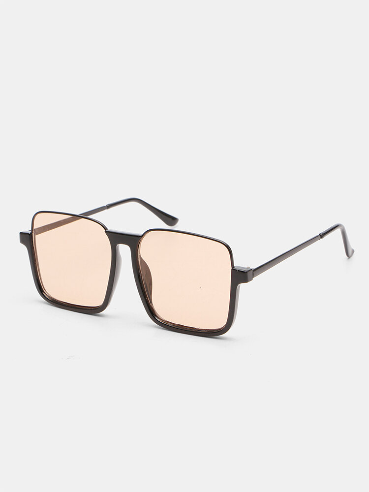 Unisex Metal Oversized Square Half-frame Anti-blue Light Anti-UV All-match Sunglasses