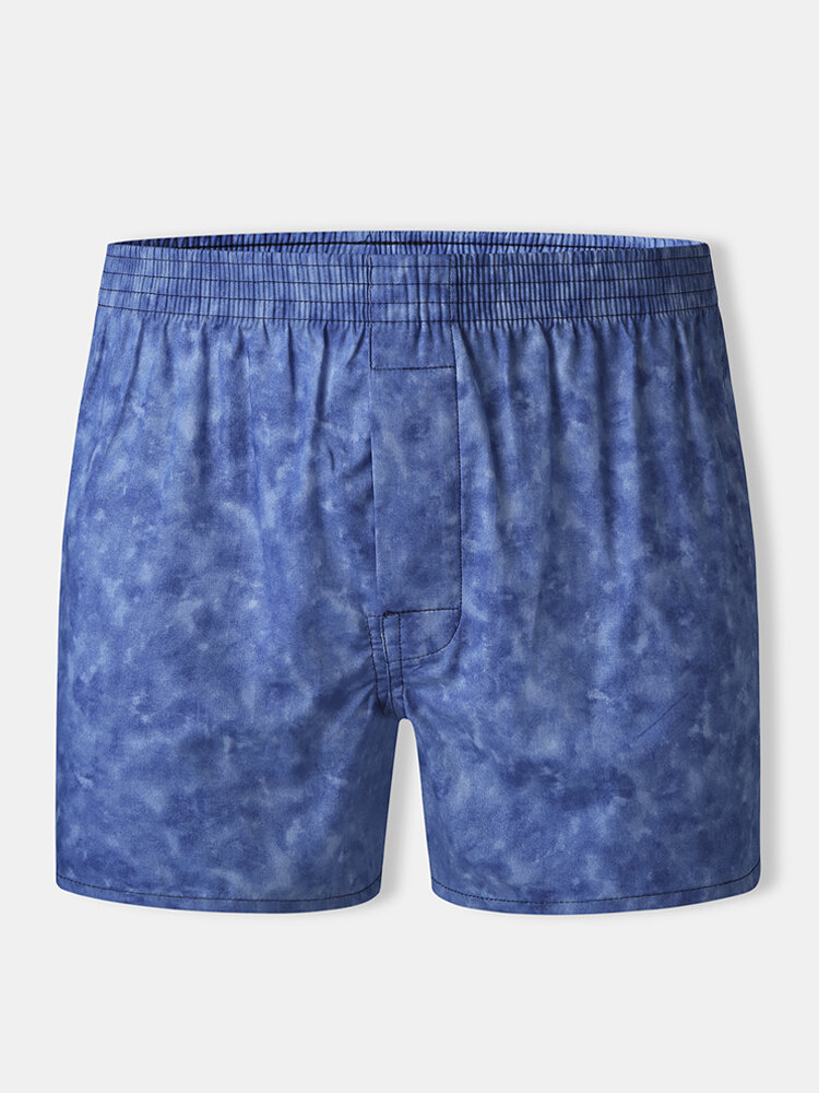 

Men Cotton Aro Underpants Loose Solid Color Button Crotch Home Mid Waist Boxer Briefs, Blue;navy blue;grey