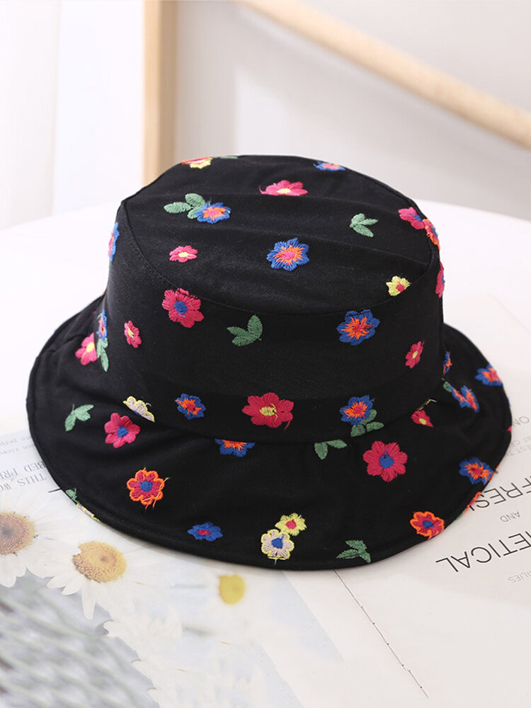 Female Small Flowers Mesh Breathable Sunscreen Buket Hat