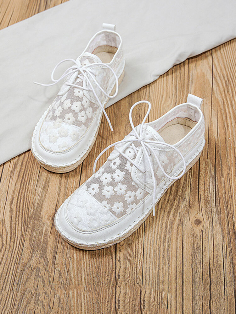 Women Round Toe Flat Shoes Floral Flats Comfy Casual Sneaker Shoes Fashion New