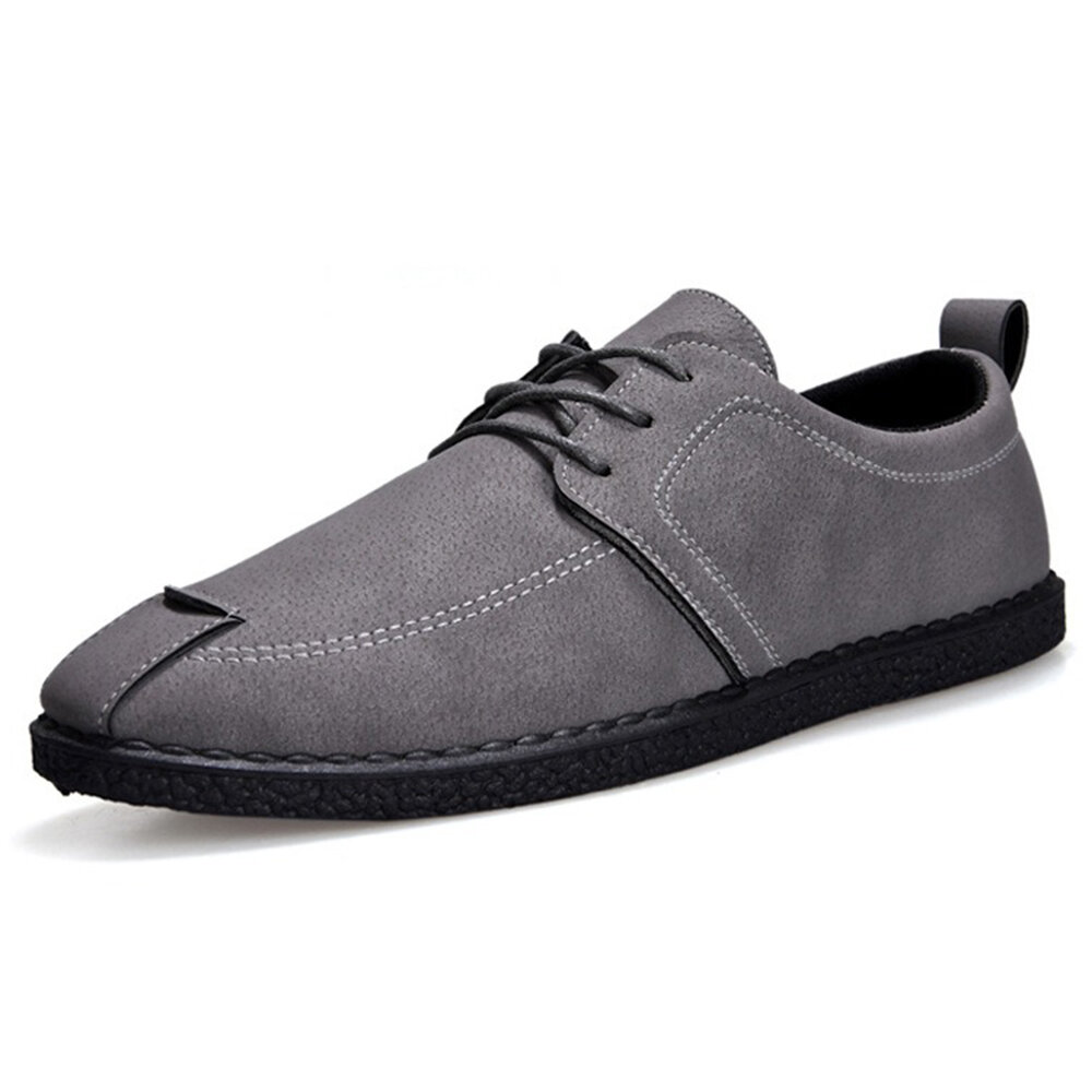 Men Pure Color PU Leather Lace Up Soft Casual Shoes - NewChic