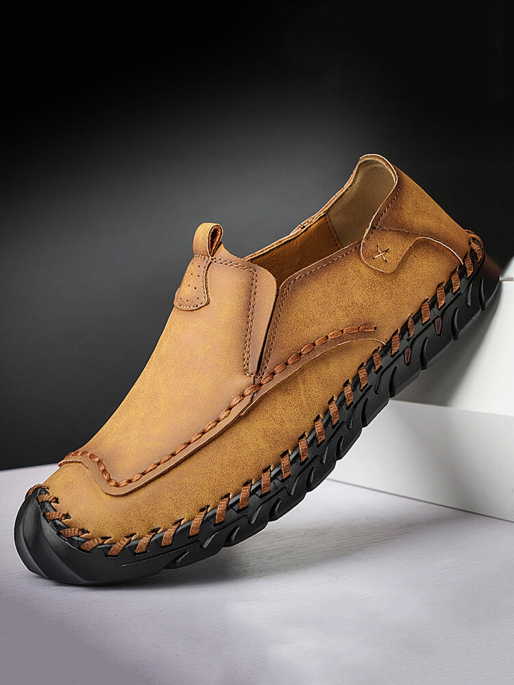 

Men Anti-Collision Outdoor Hand Stitching Soft Microfiber Leather Shoes, Black;brown;khaki