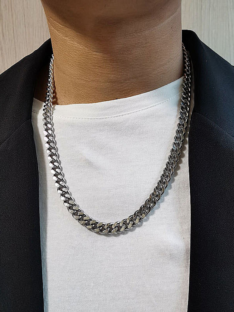 Trendy Hip Hop Geometric Cuban Chain Stainless Steel Necklace