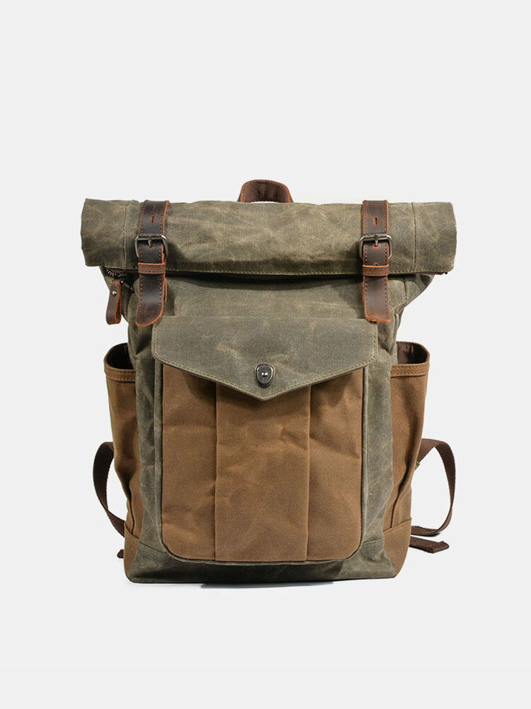 Men Genuine Leather Multi-function Travel Backpack