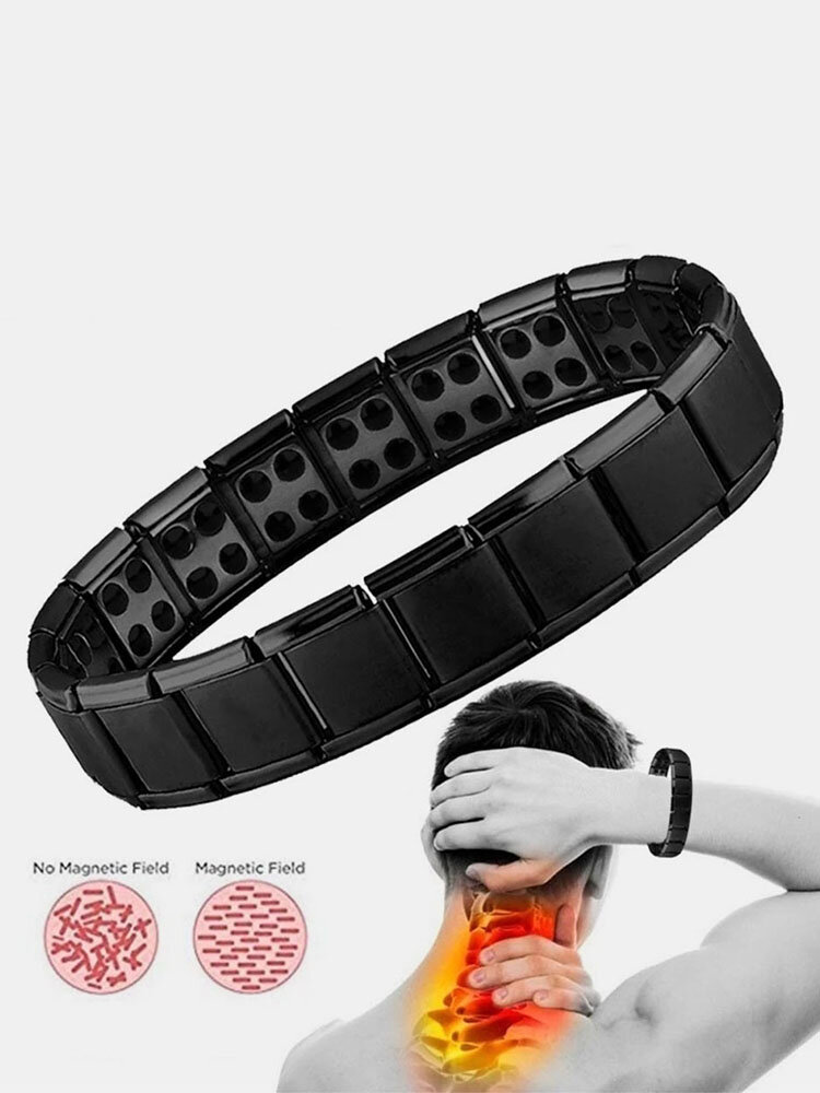 1 Pcs Casual Simple Stainless Steel AlloyGeometric Stitching Magnetic Health Energy Therapy Bracelet