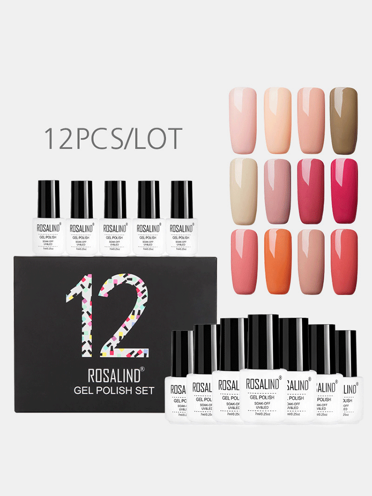 12Pcs/Kit Solid Color Nail Polish Gel Kit Manicure Semi Permanent mixedNail Art Gel