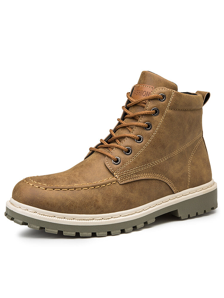 Men Comfy Slip Resistant Lace-up Casual Work Style Ankle Boots