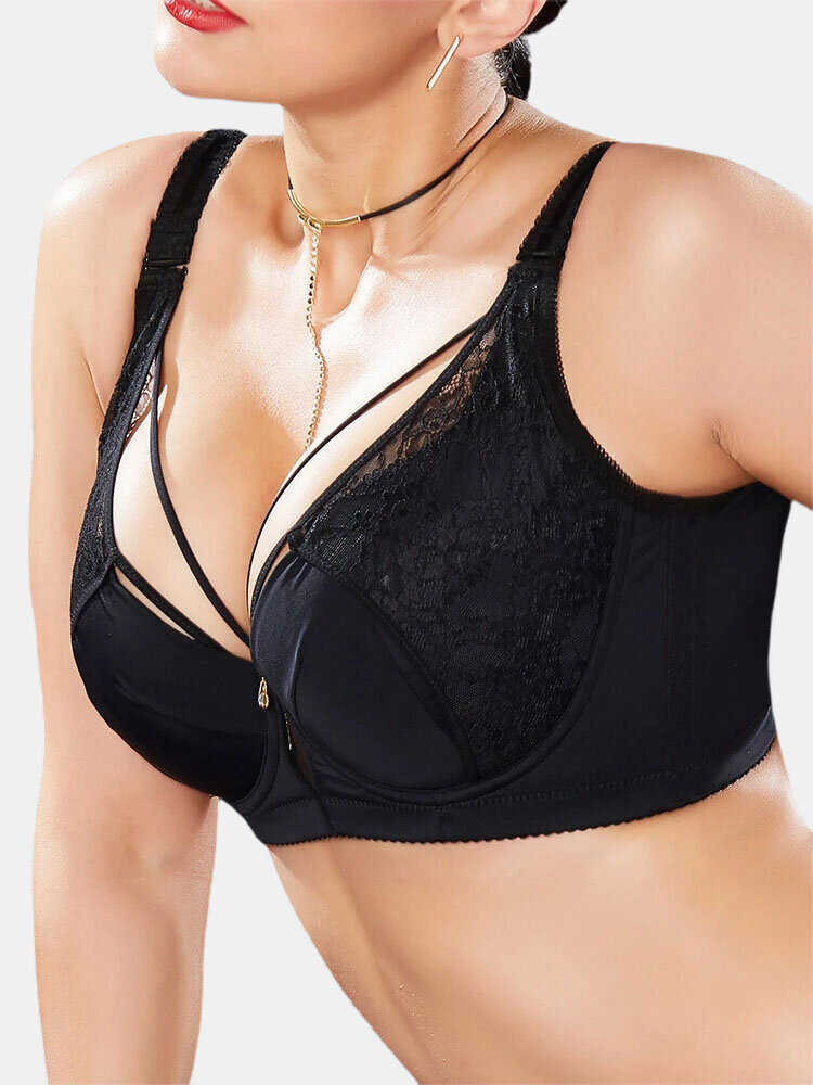 Plus Size J Cup Sexy Push Up Lightly Lined Harness Bra
