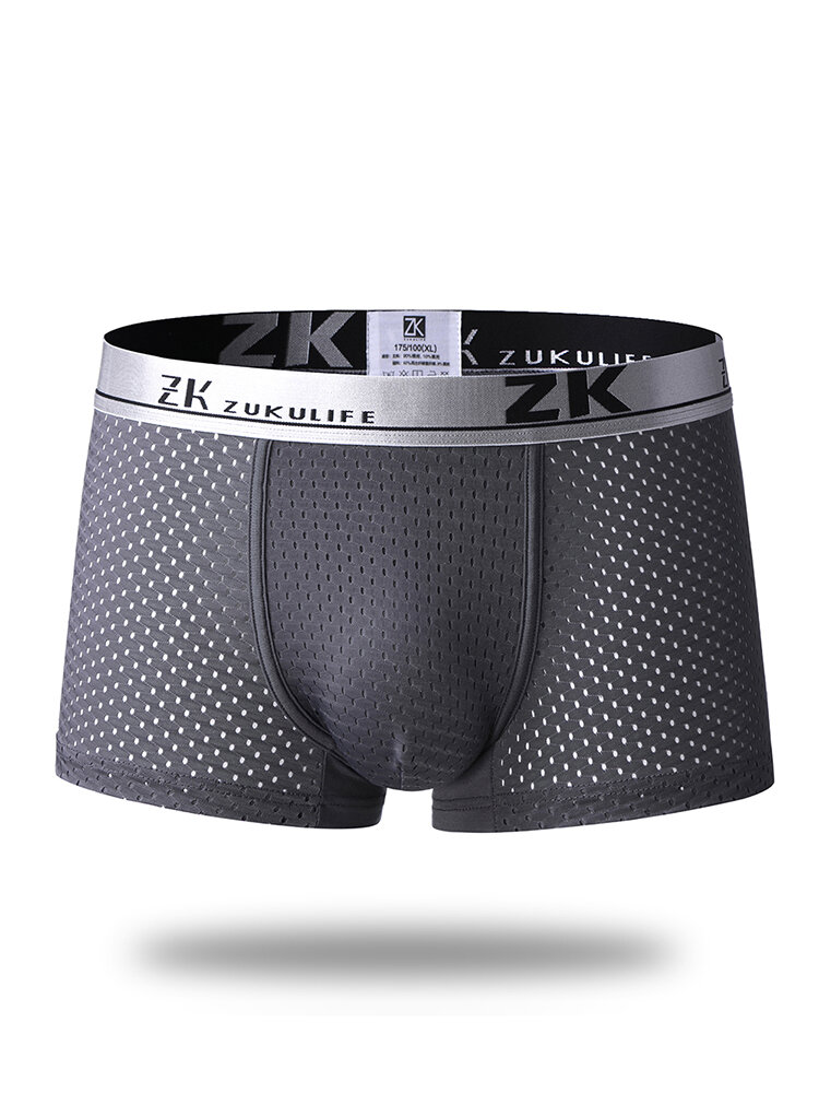Plus Size Mens Antibacterial Breathable Mesh U convex Boxers Casual Underwear