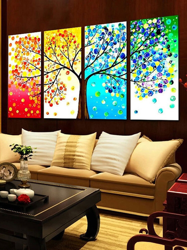 

4pcs Canvas Wall Art Painting Pictures Season Trees Print Hall Decor