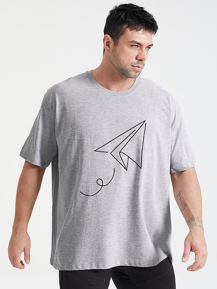 Plus Size Mens 100% Cotton Kite Graphic Short Sleeve Casual T-Shirts