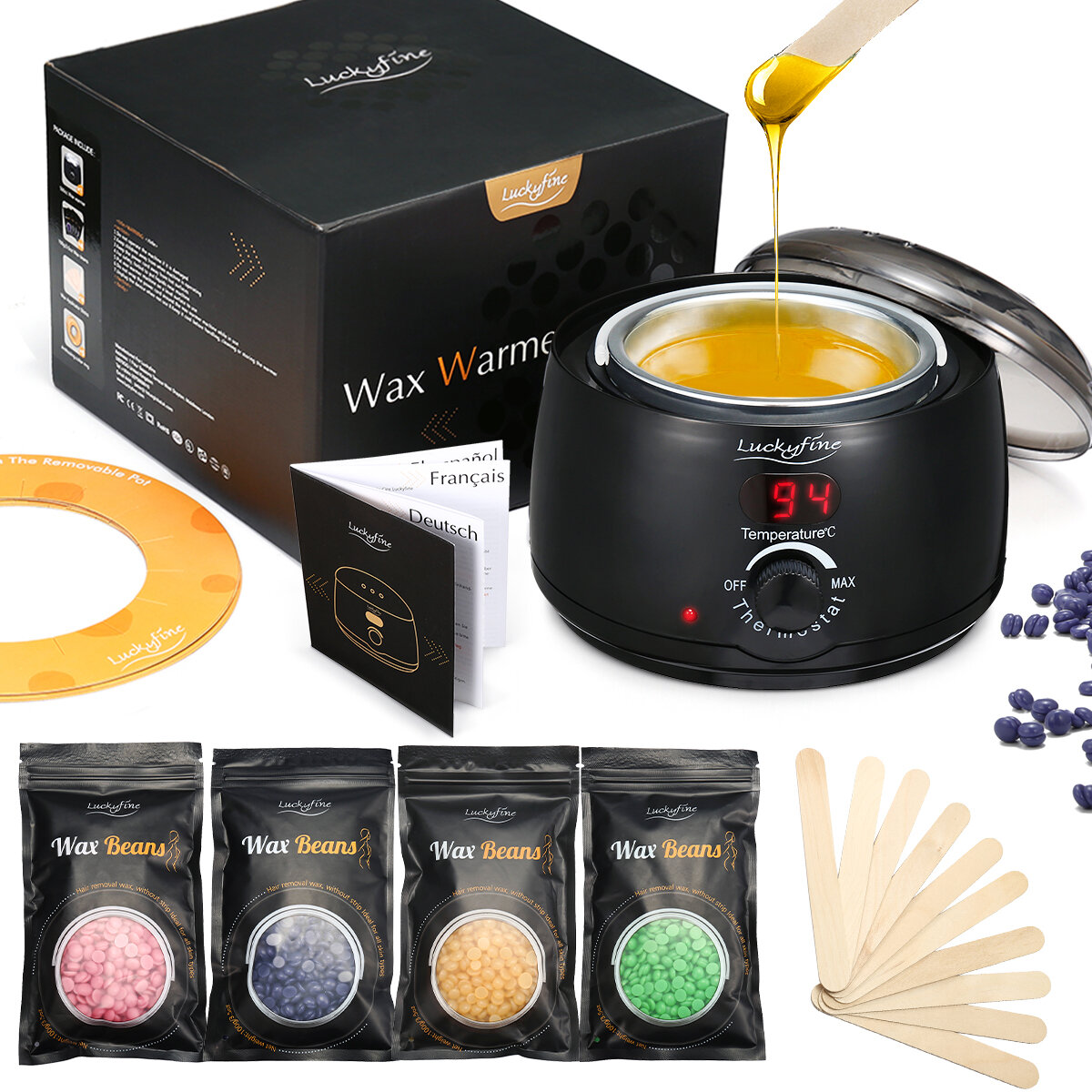 

Electric Wax Heater Wax Depilation Full Body Hair Removal Machine Wax Warmer, Black