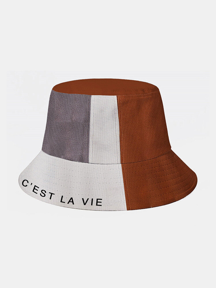 Men Polyester Cotton Color-match Letter Pattern Print Fashion Suncreen Bucket Hat
