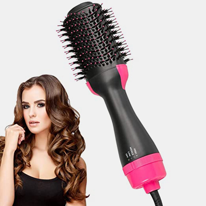 

4 in 1 Air Hair Dryer Brush One Step Hair Blow Dryer Comb Volumizer Hair Fluffy Curler Straightener, Black