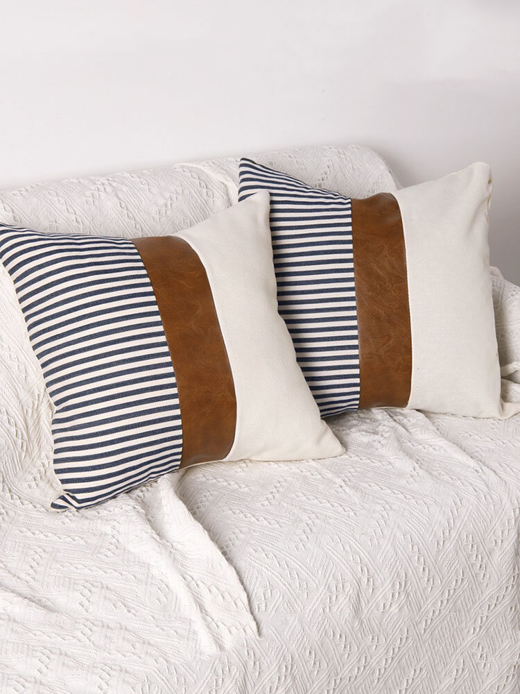1PC Canvas Stitching Stripes Creative Nordic Home Sofa Couch Car Bed Decorative Cushion Pillowcase Throw Cushion Cover