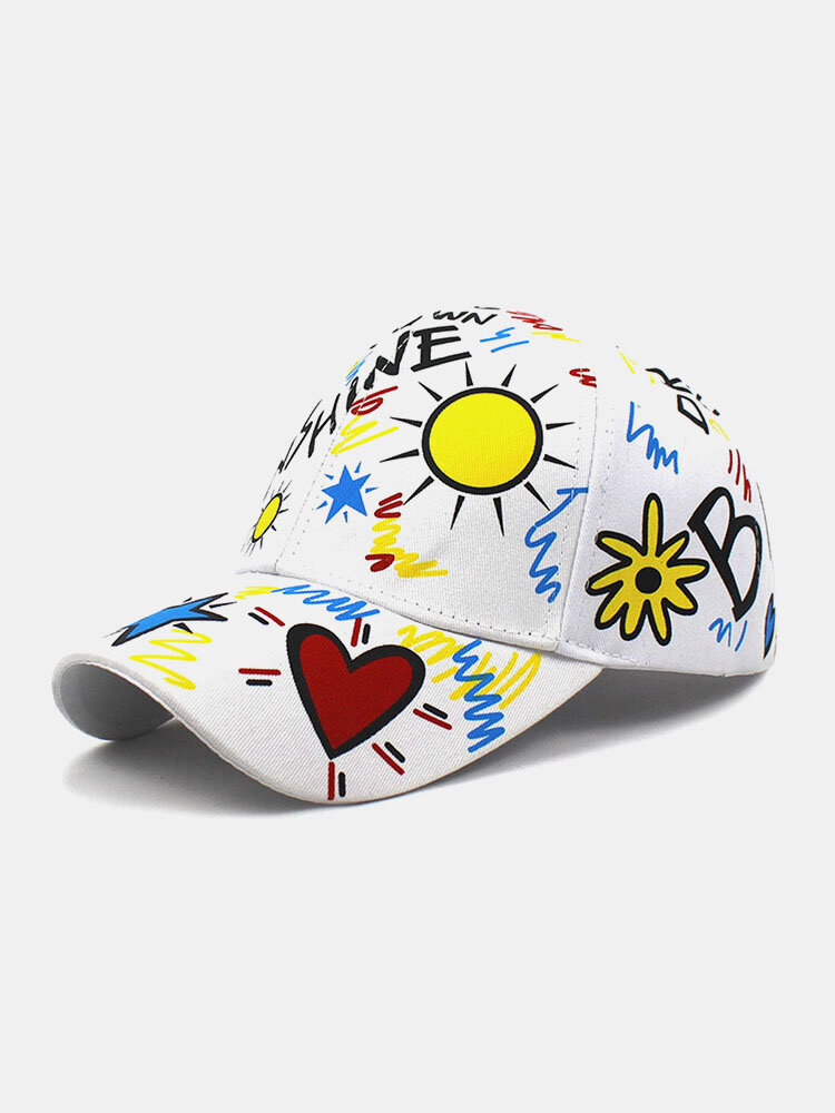Unisex Cotton Graffiti Sun Letters Pattern Printing Fashion Sunshade Baseball Caps