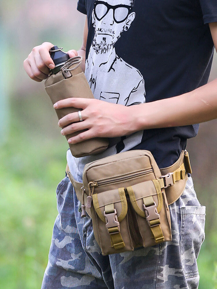 Casual Nylon Outdoor Release Buckle Multi-pockets Belt Bag With Water Bottle Pocket