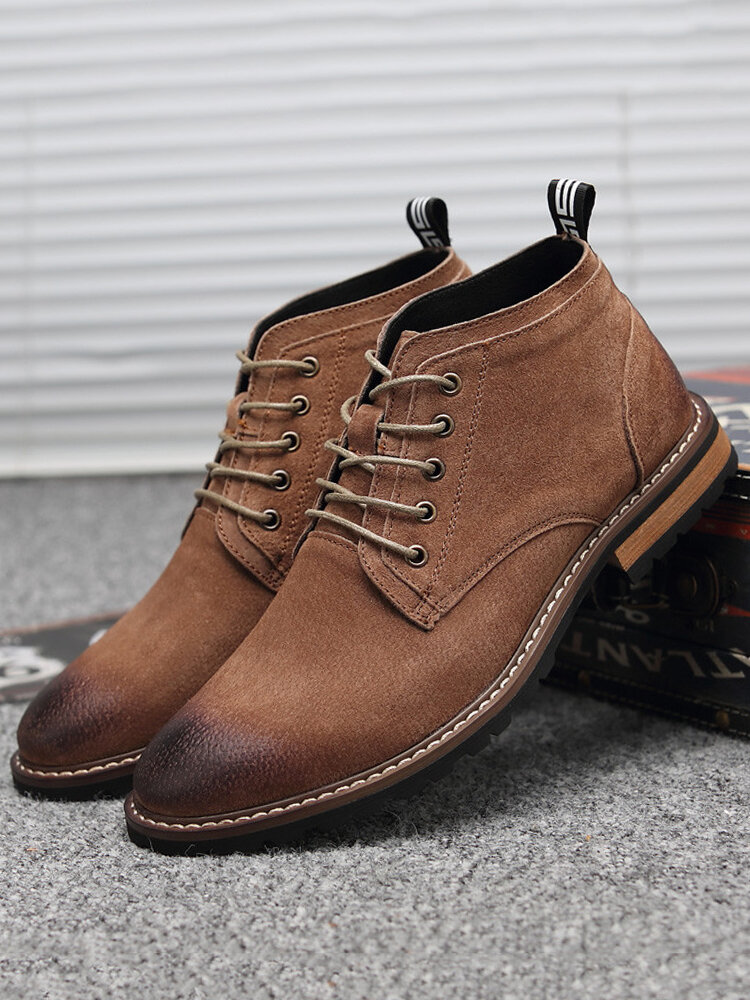 Men British Style Suede Outdoor Slip Resistant Ankle Boots