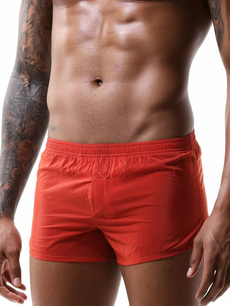 Men Thin Transparent Boxer Shorts Quick Dry Loose Breathable Plain Arrow Pant